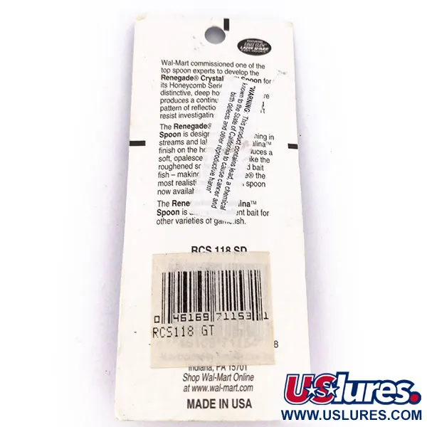 Renegade Crystalina Spoon Plandavka, Oranžová/Černá, 7g, Voština, #10039