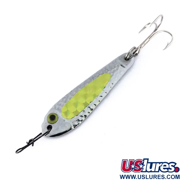 Bass Pro Shops Jigging Spoon, Nikl / Zelená, 25g, Tloukaný, #10113