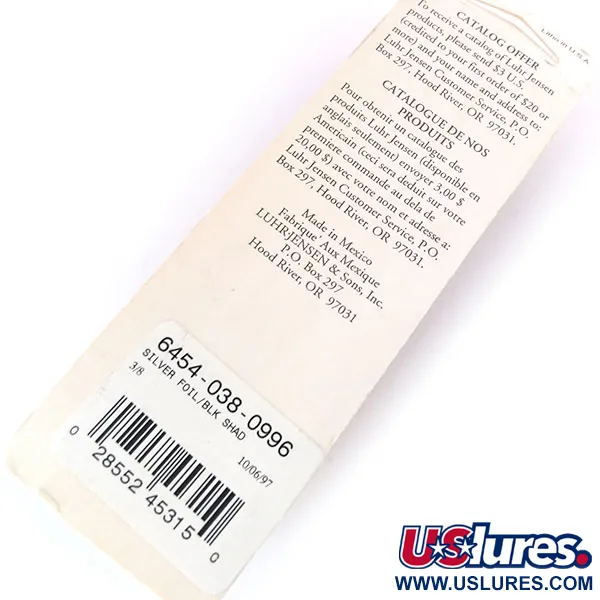 Luhr Jensen P.J.POP Popper Dřevo, Silver Foil/Blk Shad, 10.5g, #10499