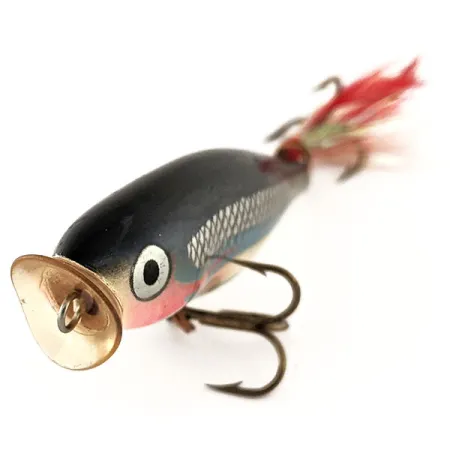 Rapala Skitter Pop SP 07 Popper, Silver Black, 7g, Trojhák s peřím, #11372