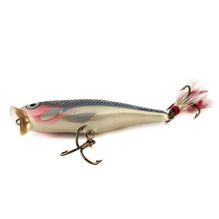 Rapala Skitter Pop SP 07 Popper, Silver Black, 7g, Trojhák s peřím, #11372