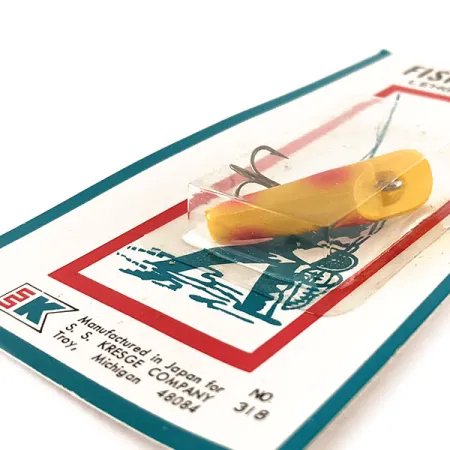 Kmart Kresge #318 Nástraha trolling, Yellow / Red, 2.5g, Vintage, #11828