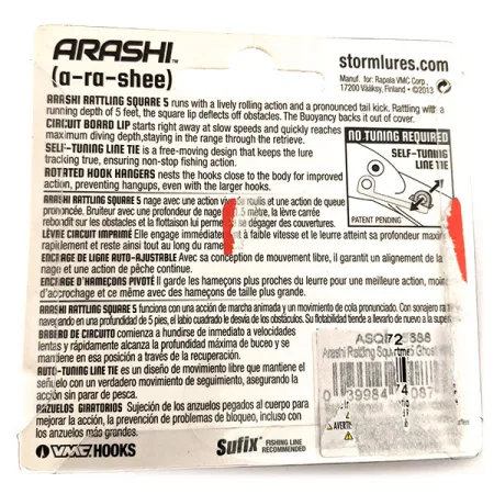 Storm Arashi Rattling Square 5 Crankbait, Ghost, 18g, Samoseř., #11953