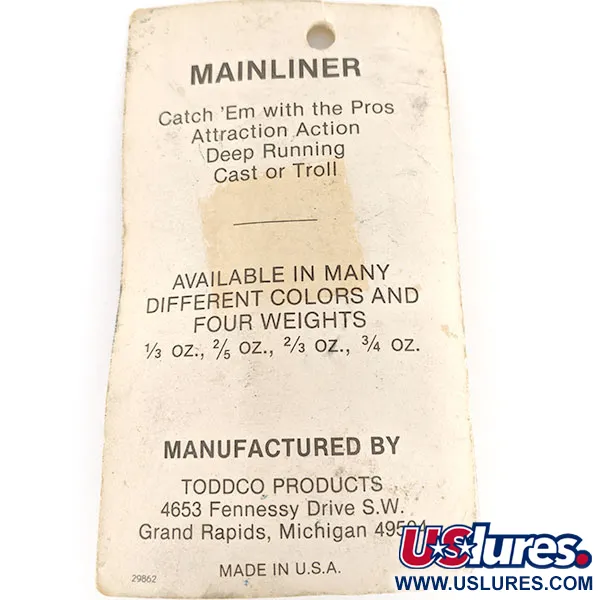 TODDCO Main liner Plandavka, Nikl / Zelená, 11g, Vintage USA, #12335