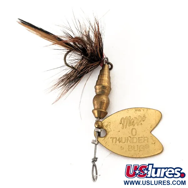 Mepps Thunder Bug Třpytka, Zlatá, 2.8g, Opeřený Trojháček, #12557