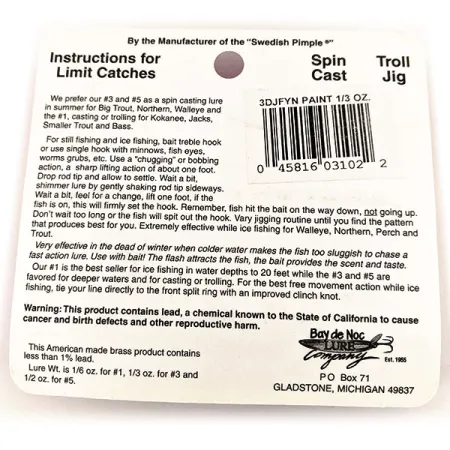 Bay de Noc Do-Jigger #3 Plandavka, Nikl/Oranžová, 9g, USA, #12671