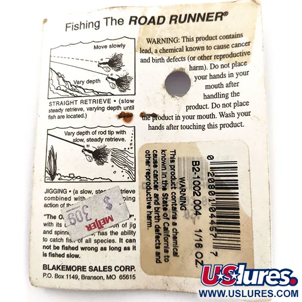 Blakemore Baits Road Runner Marabou Jig, Černá, 3.5g, Underspin, #12896