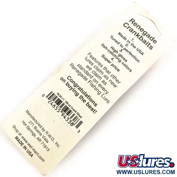 Renegade Crank Shad Wobler, Tmavě zelená Zlatá, 11g, Chřestítko, #12933