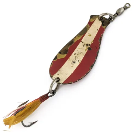 South Bend Spoon-Oreno 1950s, 14g, červenobílá mosaz, třpytka #22603