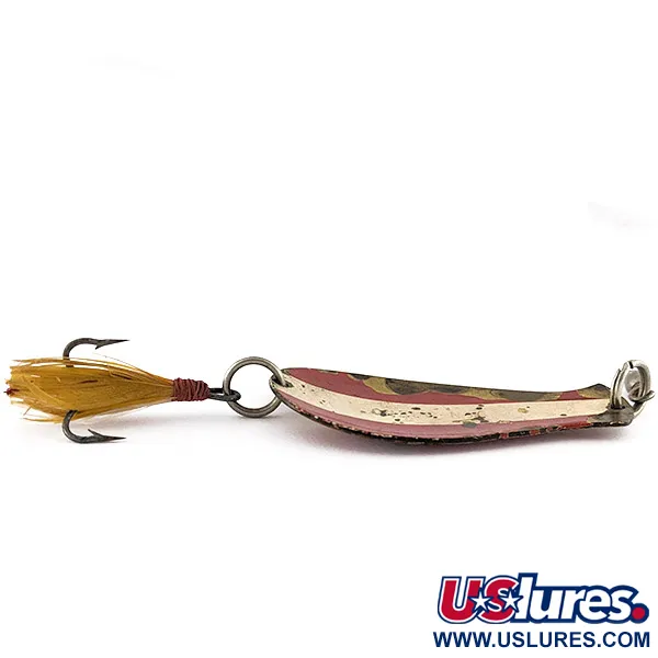 South Bend Spoon-Oreno 1950s, 14g, červenobílá mosaz, třpytka #22603