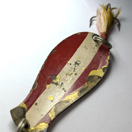 South Bend Spoon-Oreno 1950s, 14g, červenobílá mosaz, třpytka #22603