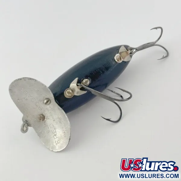 Fred Arbogast Jitterbug Early Bug Eye (1960s), 14g, černý, hladinový wobler #23870