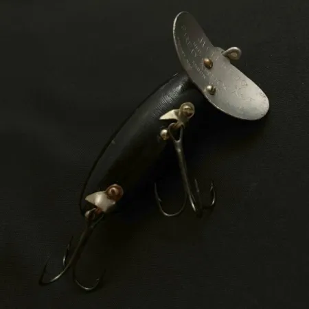 Fred Arbogast Jitterbug Early Bug Eye (1960s), 14g, černý, hladinový wobler #23870