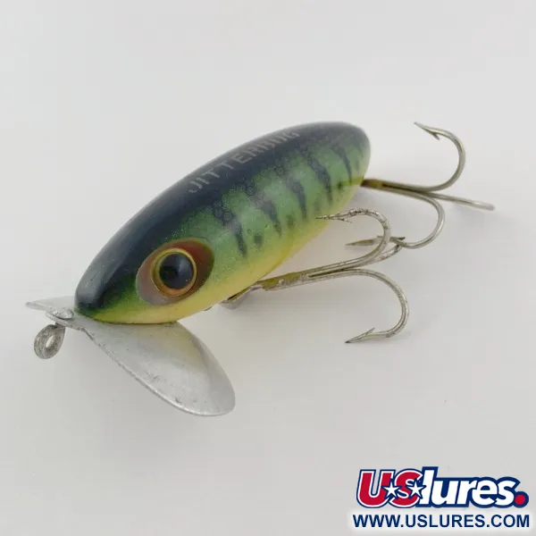 Fred Arbogast Jitterbug Early Bug Eye, 14 g, Green Tiger, hladinový crawler #23902