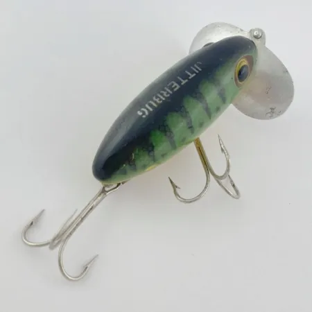 Fred Arbogast Jitterbug Early Bug Eye, 14 g, Green Tiger, hladinový crawler #23902