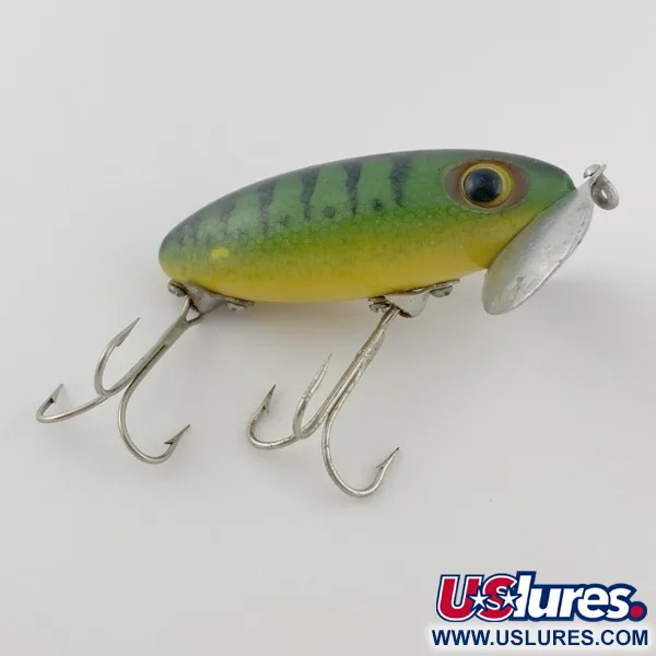 Fred Arbogast Jitterbug Early Bug Eye, 14 g, Green Tiger, hladinový crawler #23902