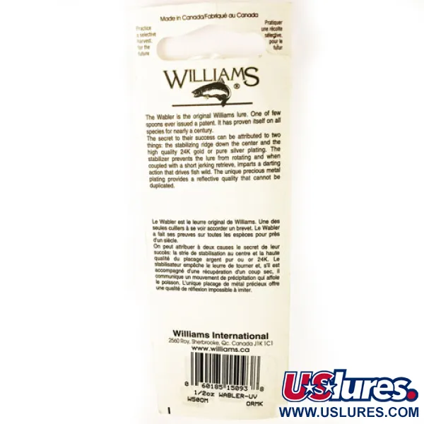 Williams Wabler W50 UV Plandavka, Zlato/Stříbro/Červená, 14g, #1730