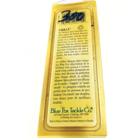 Blue Fox Vibrax Minnow Spin 2 Třpytka, Oranžová/Žlutá, 9g, Potápivá, #5581