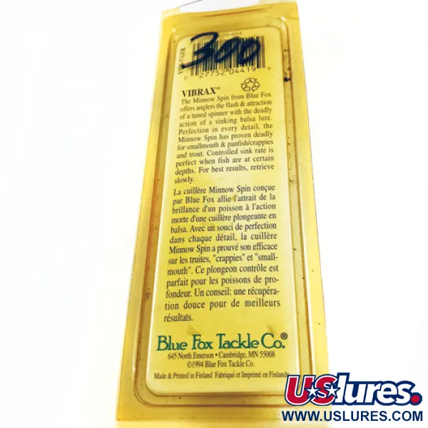 Blue Fox Vibrax Minnow Spin 2 Třpytka, Oranžová/Žlutá, 9g, Potápivá, #5581