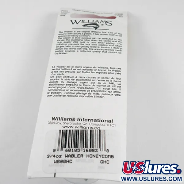 Williams Wabler W60 Plandavka, Zlatá (Zlacená), 21g, Voštinový vzor, #1763