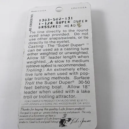 Luhr Jensen Super-Duper 502 Plandavka, Zlatá / Červená, 2,5g, #1878