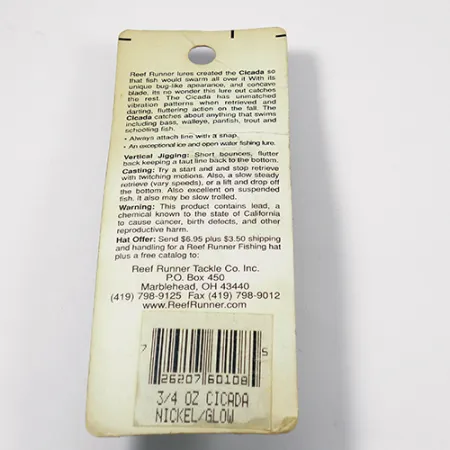 Reef Runner Cicada Cykáda, Nikl, 21g, Vertikální přívlač, #1971