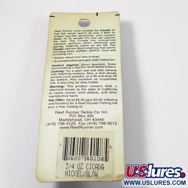 Reef Runner Cicada Cykáda, Nikl, 21g, Vertikální přívlač, #1971