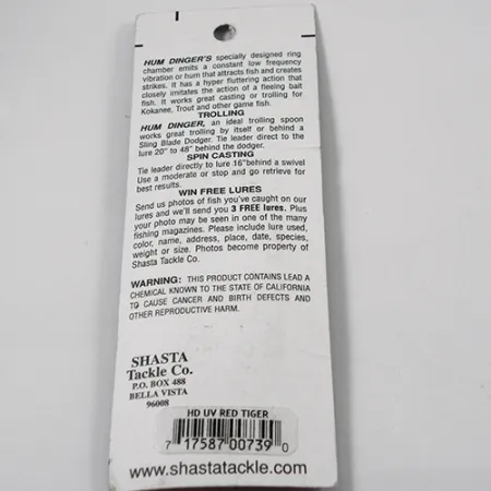 Shasta Humdinger UV Plandavka, Red Tiger/Nickel/Červená, 4g, #2050