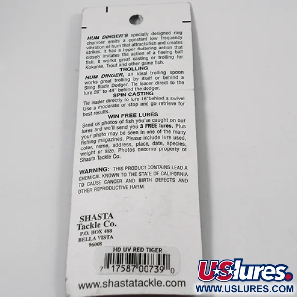 Shasta Humdinger UV Plandavka, Red Tiger/Nickel/Červená, 4g, #2050