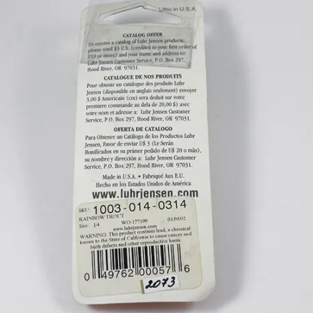 Luhr Jensen Krocodile Die #3 Plandavka, Rainbow Trout, 10g, USA, #2073