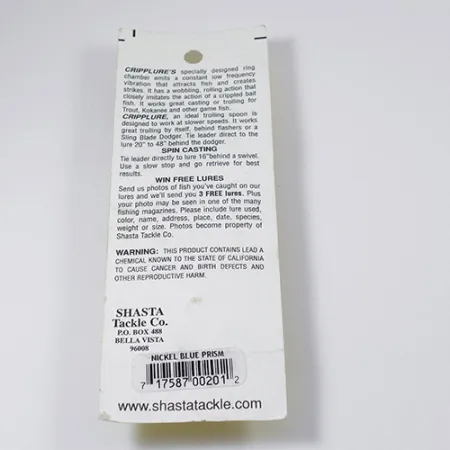 Shasta Cripplure Plandavka, Nikl/Modrá, 7g, Vibrační komora, #2103