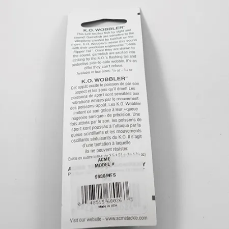 Acme K.O. Wobbler UV Plandavka, Nikl/UV, 21g, UV aktivní, #2216