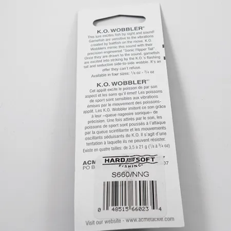 Acme K.O. Wobbler Plandavka, Nickel / Green, 7g, Sonic Flipper Tail, #3025