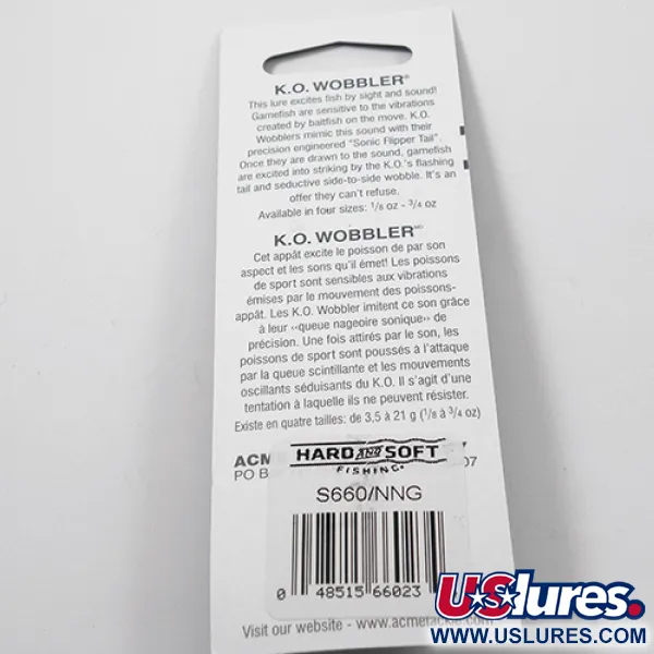 Acme K.O. Wobbler Plandavka, Nickel / Green, 7g, Sonic Flipper Tail, #3025