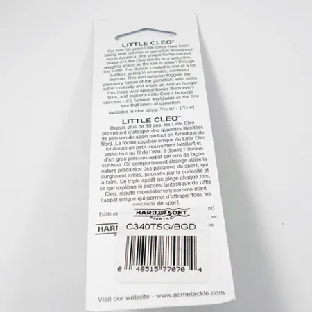 Acme Little Cleo Glow Plandavka, Modro-Zelená, 21g, Glow, #C340TSG/BGD