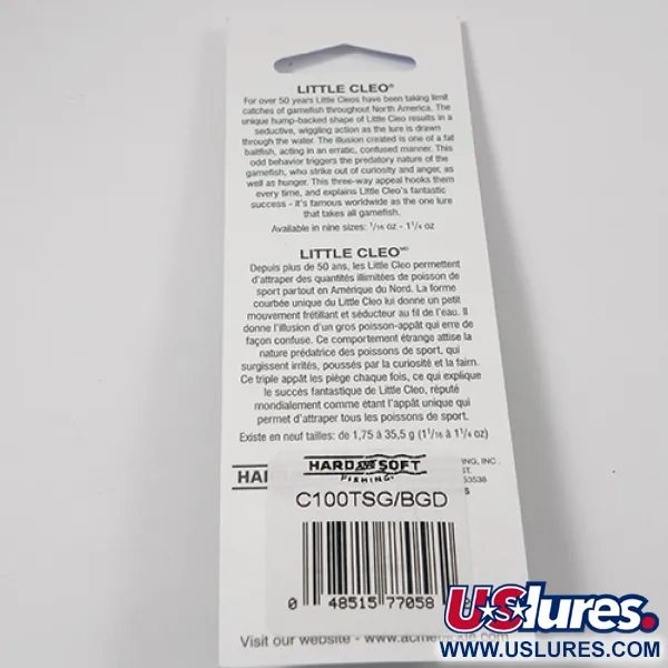 Acme Little Cleo Plandavka, Nikl/Zelená/Glow/UV, 9,5g, hrbatá, #2224