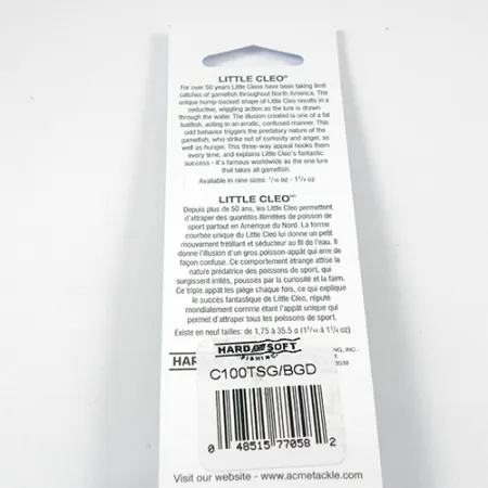 Acme Little Cleo Glow Plandavka, Nikl/Zelená/Glow, 9,5g, UV, #2246