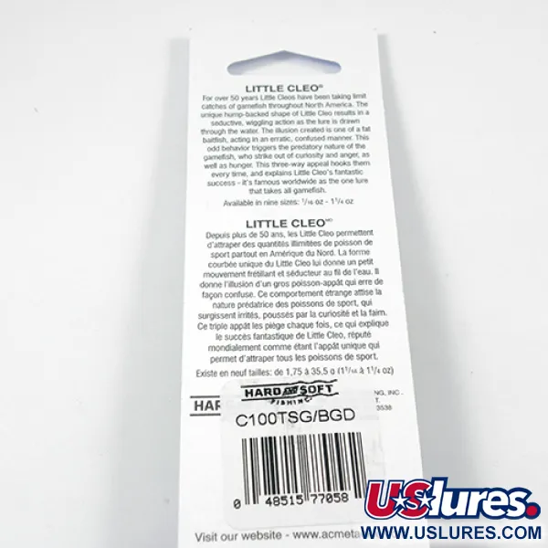 Acme Little Cleo Glow Plandavka, Nikl/Zelená/Glow, 9,5g, UV, #2246