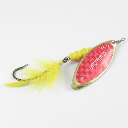 Mepps Aglia Long 4 Třpytka, Červená/Žlutá/Mosaz, 17g, Střapec, #2591