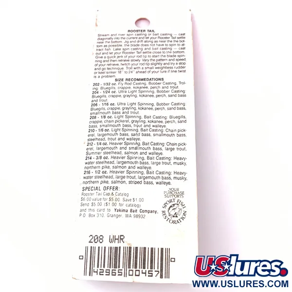 Worden’s Original Rooster Tail Třpytka, Stříbro, 3.54g, Peří, #3929