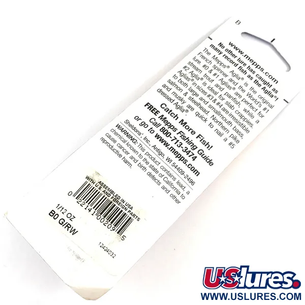 Mepps Aglia 0 Třpytka, Červená/Bílá, 2.5g, Pruhovaný List, #4364