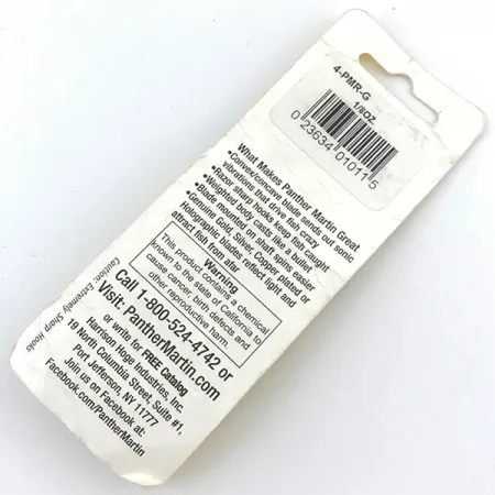 Panther Martin 4 Rotační třpytka, Zlatá, 4g, Zvukové vibrace, #4997