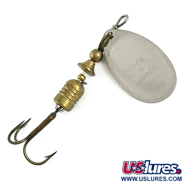 Mepps Aglia 2 (1950s) Třpytka, Stříbro, 4,5g, British Patent, #5906