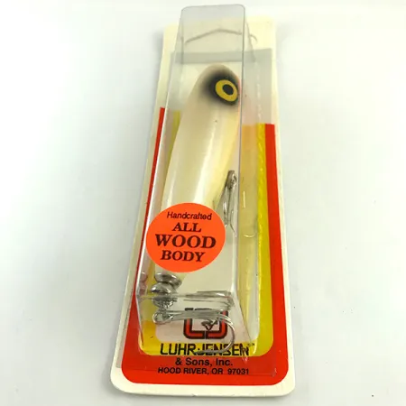 Luhr Jensen P.J.POP Dřevěný popper, White Pearl/Orange, 17g, ruční, #6046