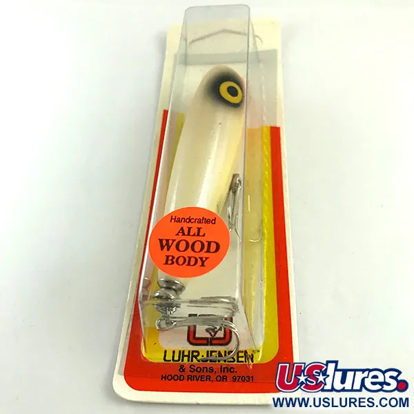 Luhr Jensen P.J.POP Dřevěný popper, White Pearl/Orange, 17g, ruční, #6046