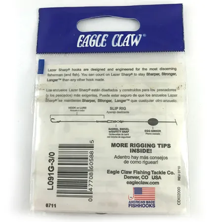 Eagle Claw #3/0 Jig Hooks, Černá, Velikost 3/0, Offset ramínko, #6160