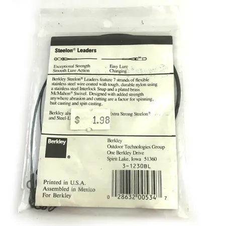 Berkley Steelon Leaders Návazce, Černá, 13.6kg, 30cm, #6198