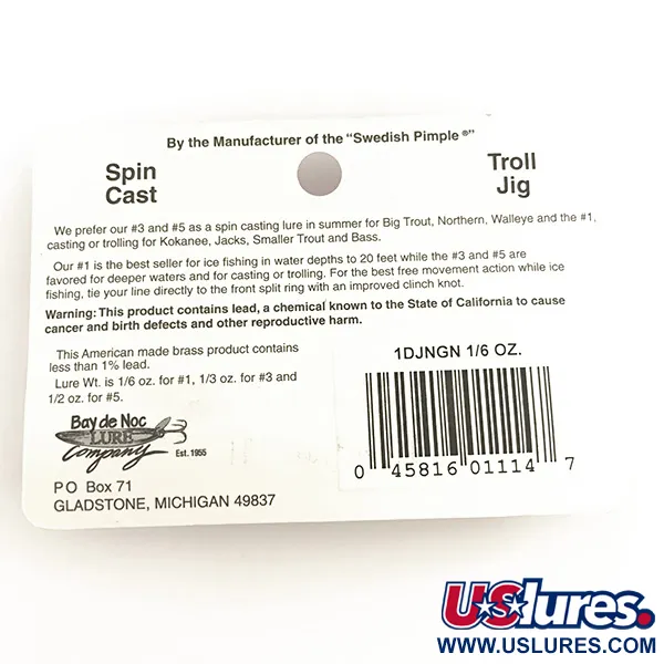 Bay de Noc Do-Jigger Plandavka, Nikl / Zelená, 5g, Kroužek, #6422