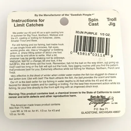 Bay de Noc Do-Jigger Třpytka, Nikl / Fialová, 9g, Přívěsky, #6573