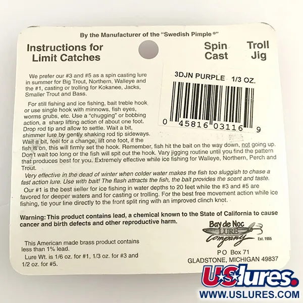 Bay de Noc Do-Jigger Třpytka, Nikl / Fialová, 9g, Přívěsky, #6573